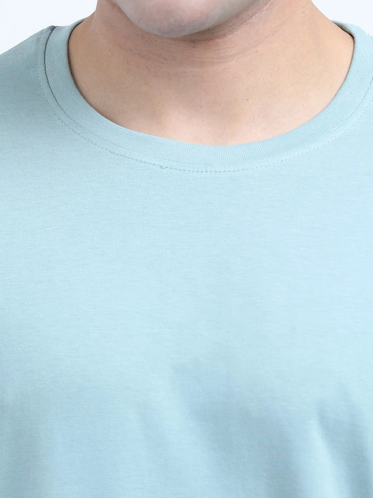 Classic Cotton Round Neck T-Shirt - Light Blue
