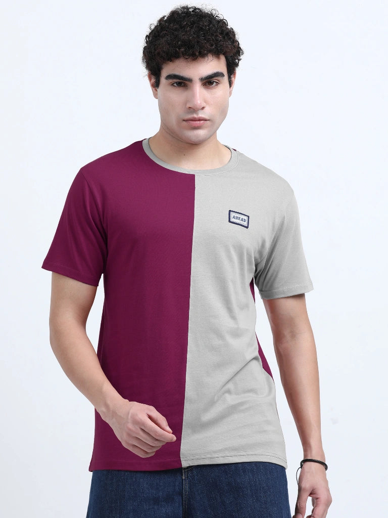 Men’s Combed Cotton Round Neck T-Shirt - Onion Pink