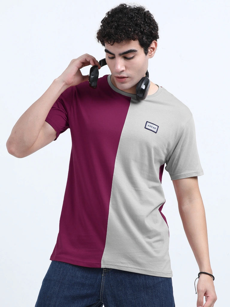 Men’s Combed Cotton Round Neck T-Shirt - Onion Pink
