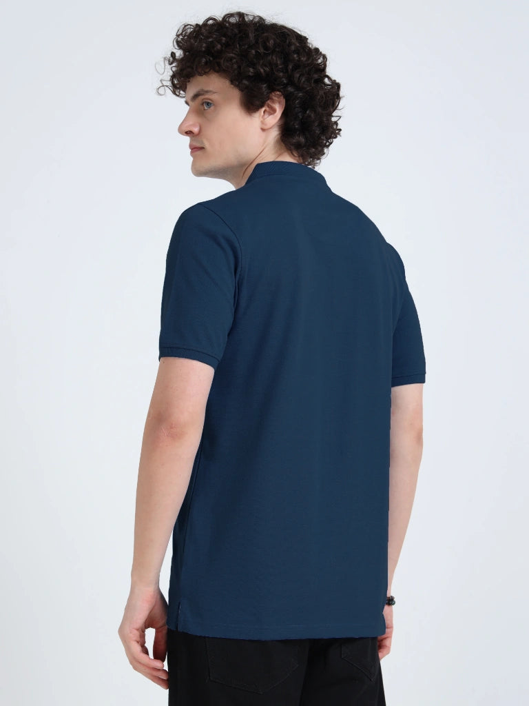 Men’s Combed Cotton Polo T-Shirt - Dark Navy