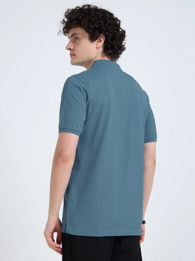 Men’s Combed Cotton Polo T-Shirt - Teal Blue