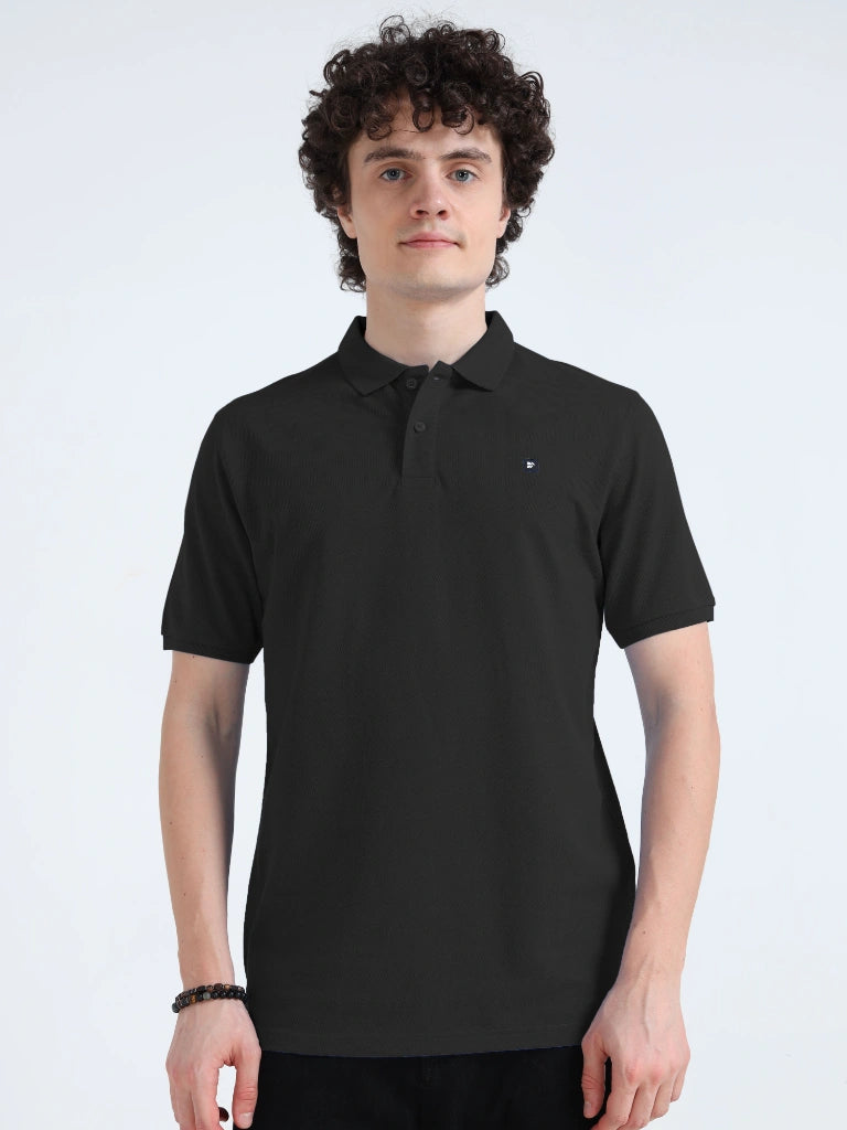 Men’s Combed Cotton Polo T-Shirt - Black