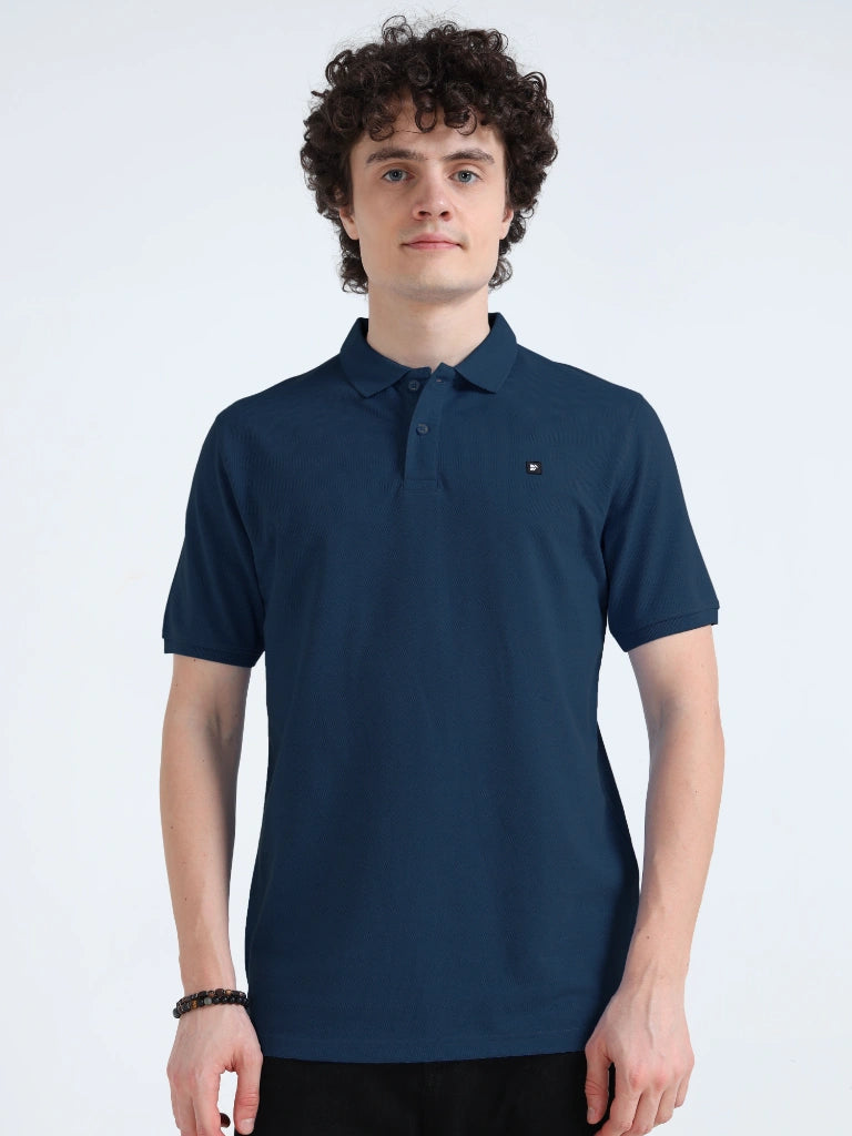 Men’s Combed Cotton Polo T-Shirt - Dark Navy