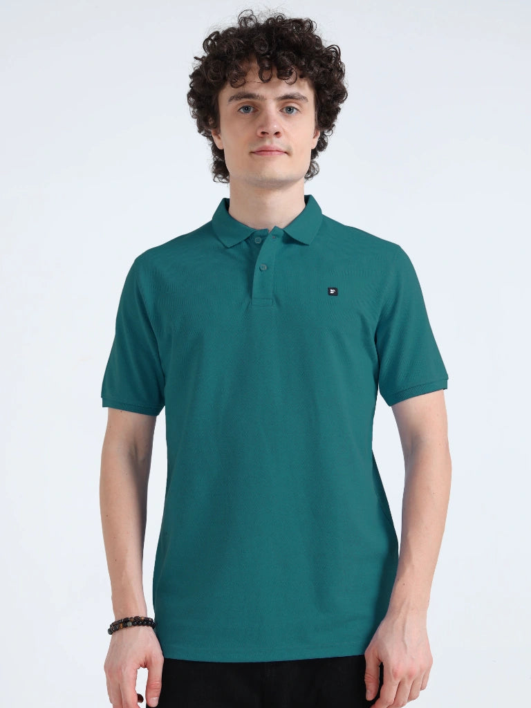 Men’s Combed Cotton Polo T-Shirt - Peacock Green