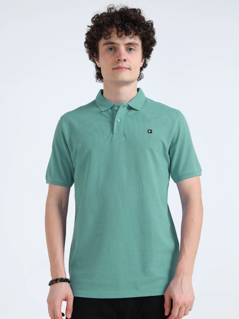Men’s Combed Cotton Polo T-Shirt - Teal Green