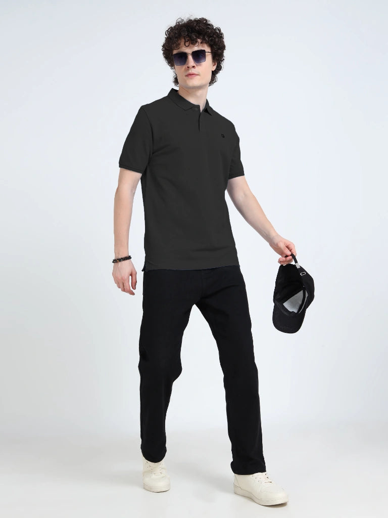 Men’s Combed Cotton Polo T-Shirt - Black
