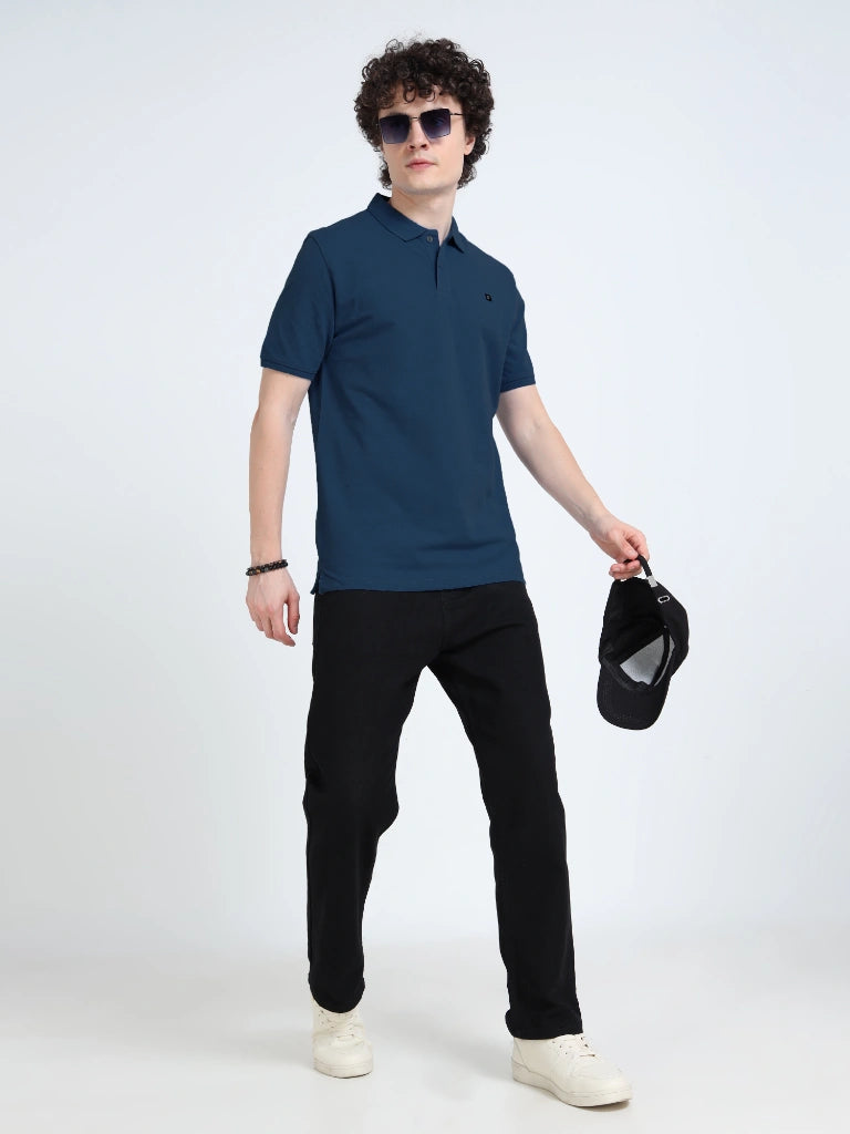 Men’s Combed Cotton Polo T-Shirt - Dark Navy