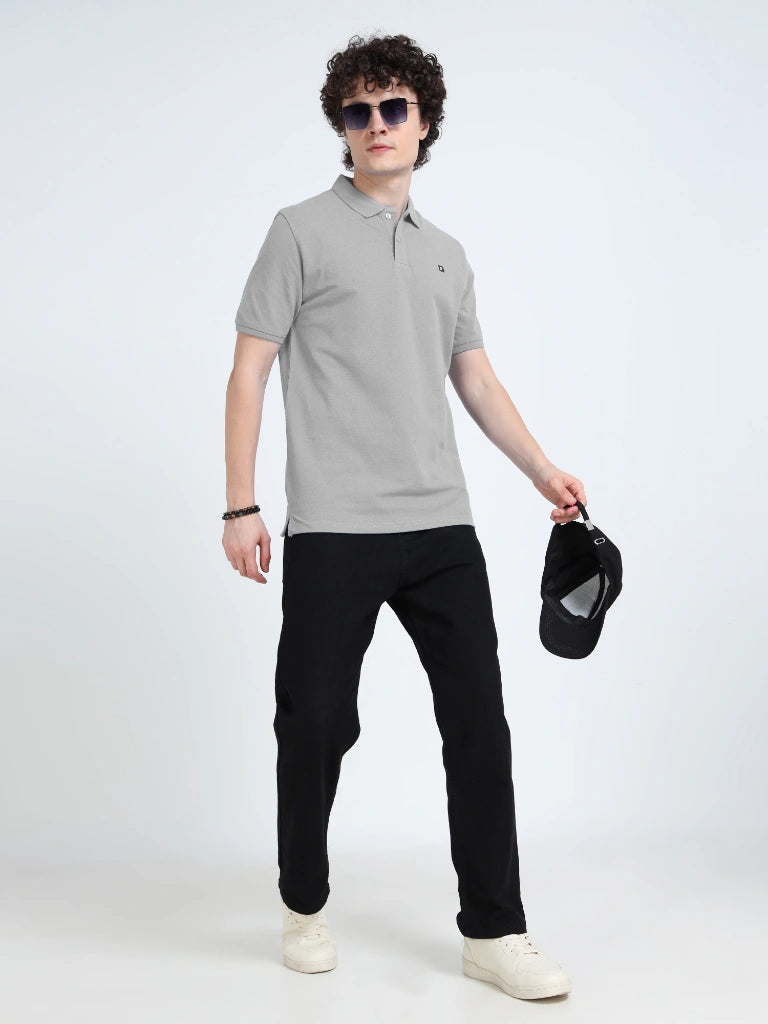 Men’s Combed Cotton Polo T-Shirt - Gray