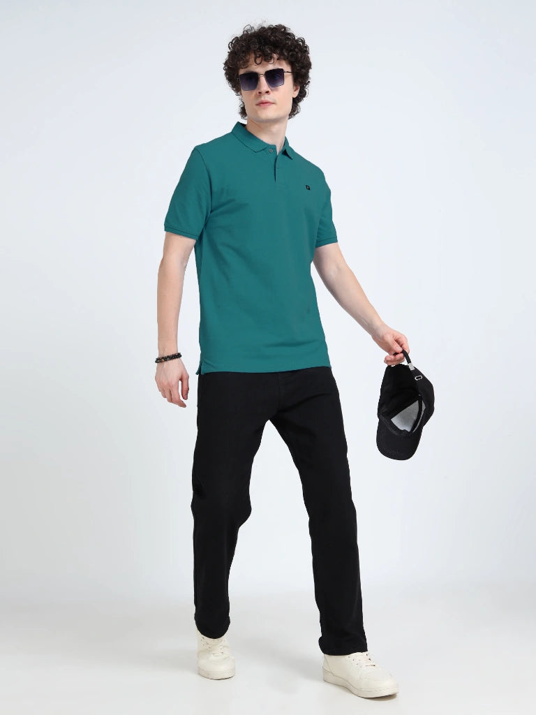 Men’s Combed Cotton Polo T-Shirt - Peacock Green