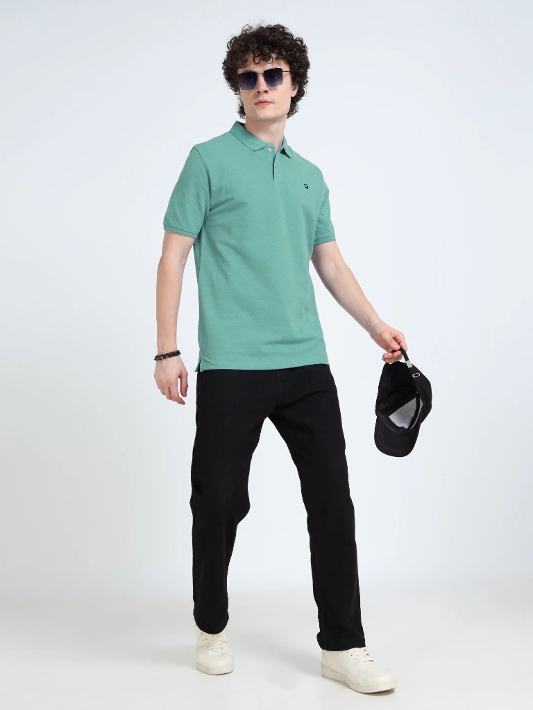 Men’s Combed Cotton Polo T-Shirt - Teal Green