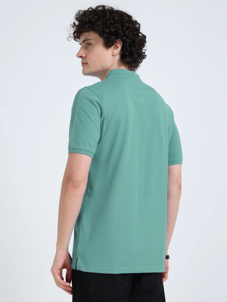Men’s Combed Cotton Polo T-Shirt - Teal Green