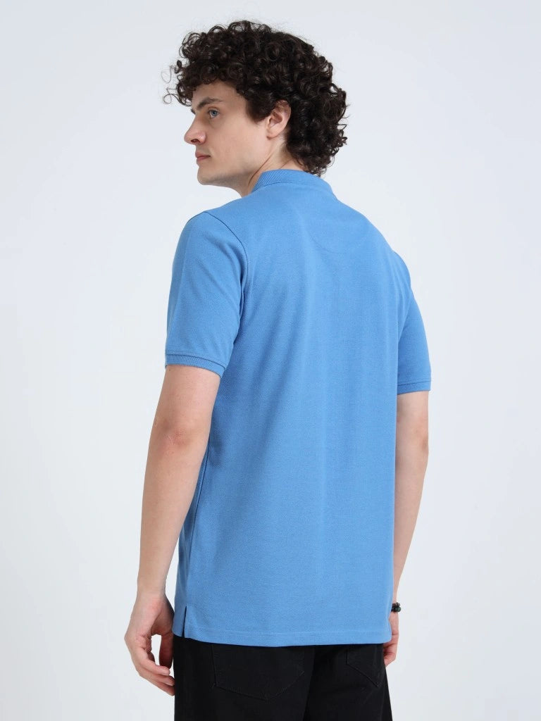 Men’s Combed Cotton Polo T-Shirt - Sky Blue