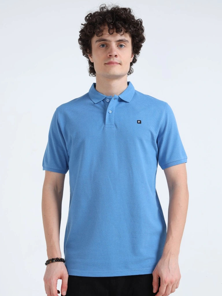 Men’s Combed Cotton Polo T-Shirt - Sky Blue