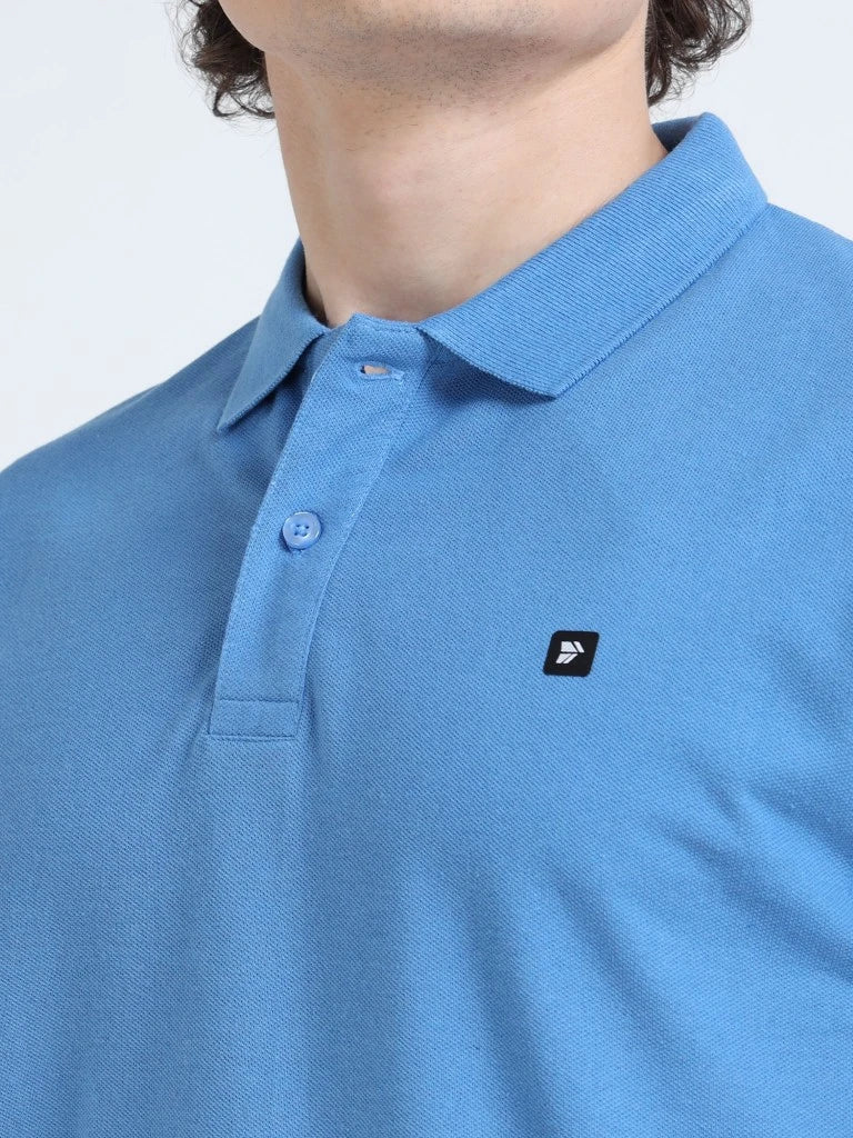 Men’s Combed Cotton Polo T-Shirt - Sky Blue