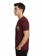 Men’s Regular Fit Printed Cotton T-Shirt - Maroon