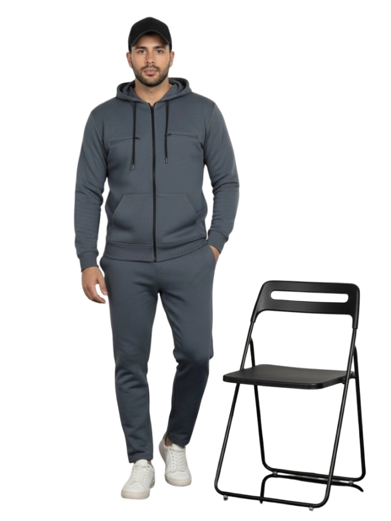 Men's Premium Poly Grindel 350 GSM Full-Zip Hoodie - Grey 