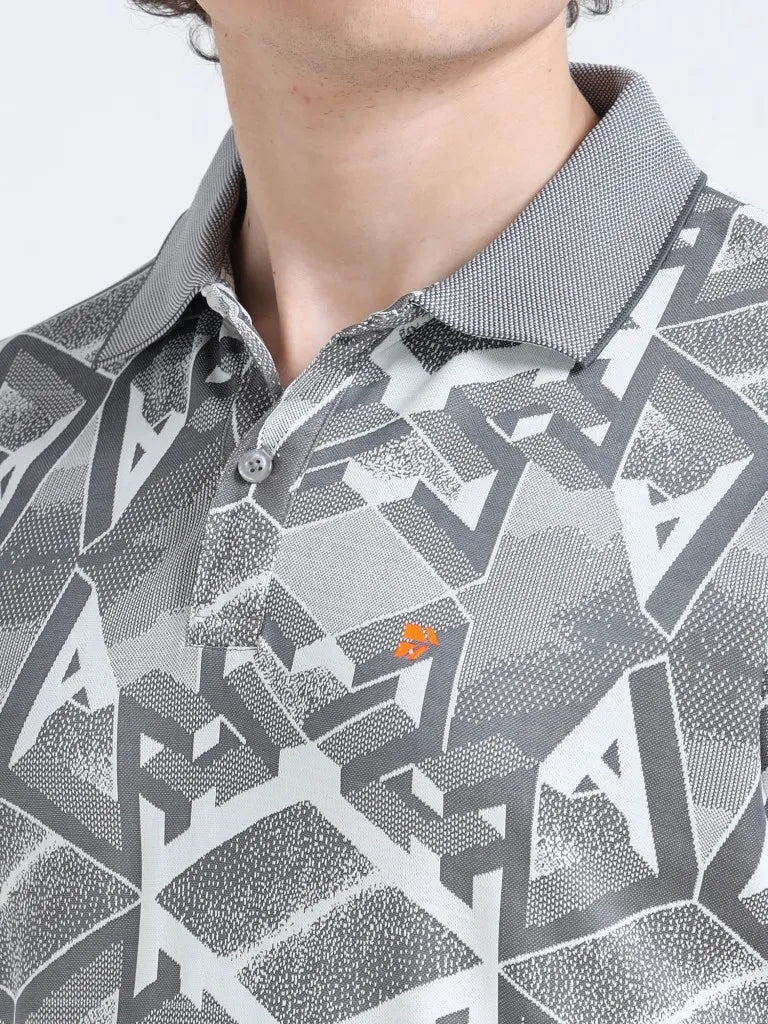Men’s Jacquard Polo T-Shirt - Gray