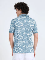 Men’s Jacquard Polo T-Shirt - Light Blue