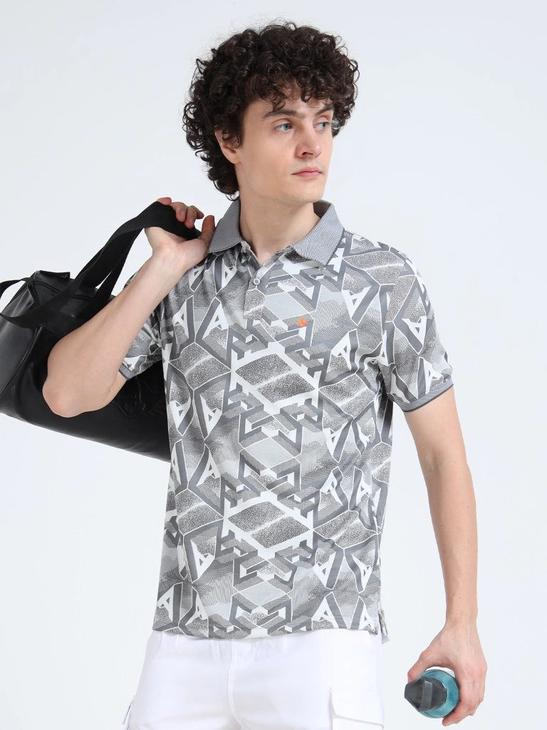 Men’s Jacquard Polo T-Shirt - Gray