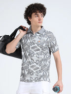 Men’s Jacquard Polo T-Shirt - Gray
