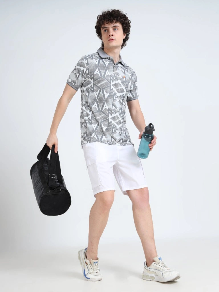 Men’s Jacquard Polo T-Shirt - Gray