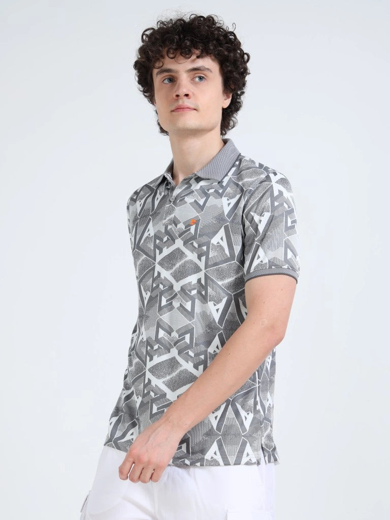 Men’s Jacquard Polo T-Shirt - Gray