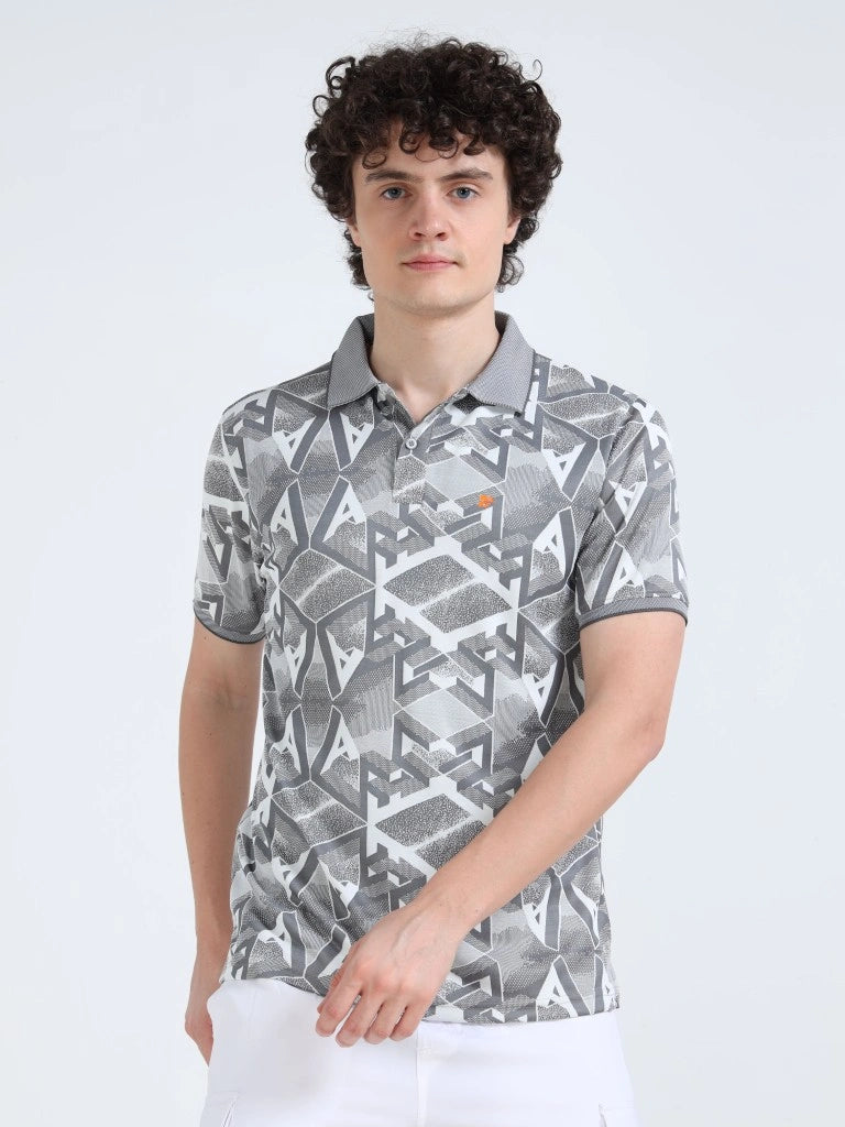 Men’s Jacquard Polo T-Shirt - Gray