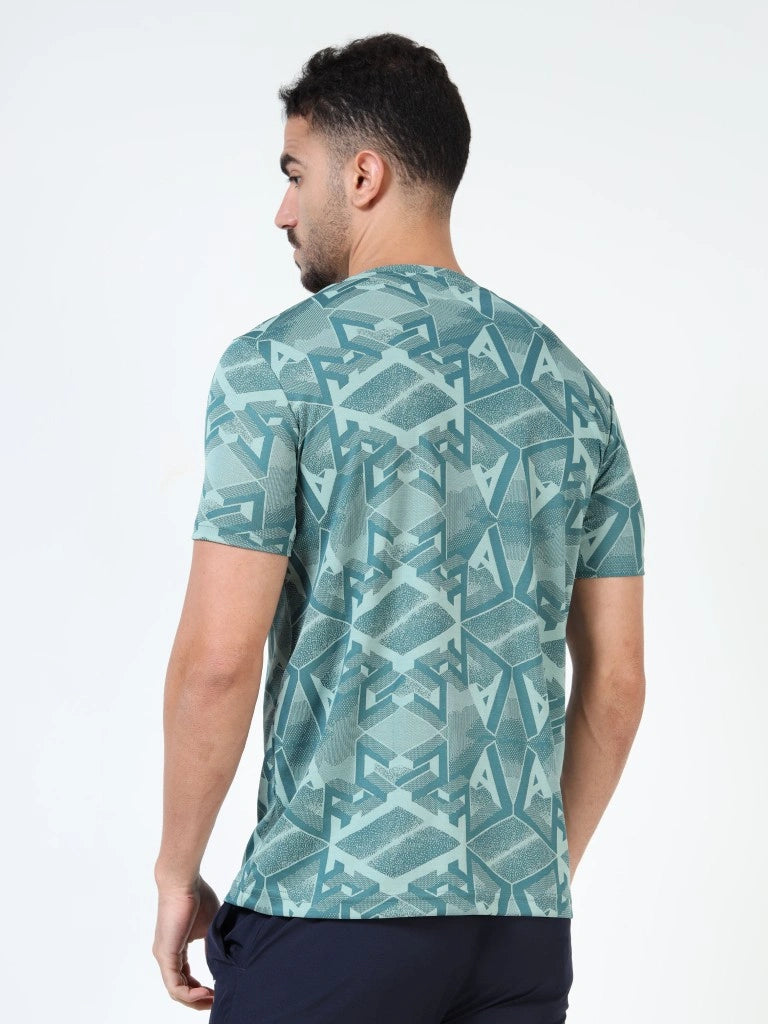 Men’s Jacquard Round Neck T-Shirt - Olive