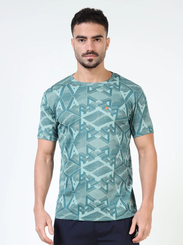 Men’s Jacquard Round Neck T-Shirt - Olive