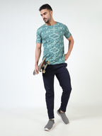 Men’s Jacquard Round Neck T-Shirt - Olive