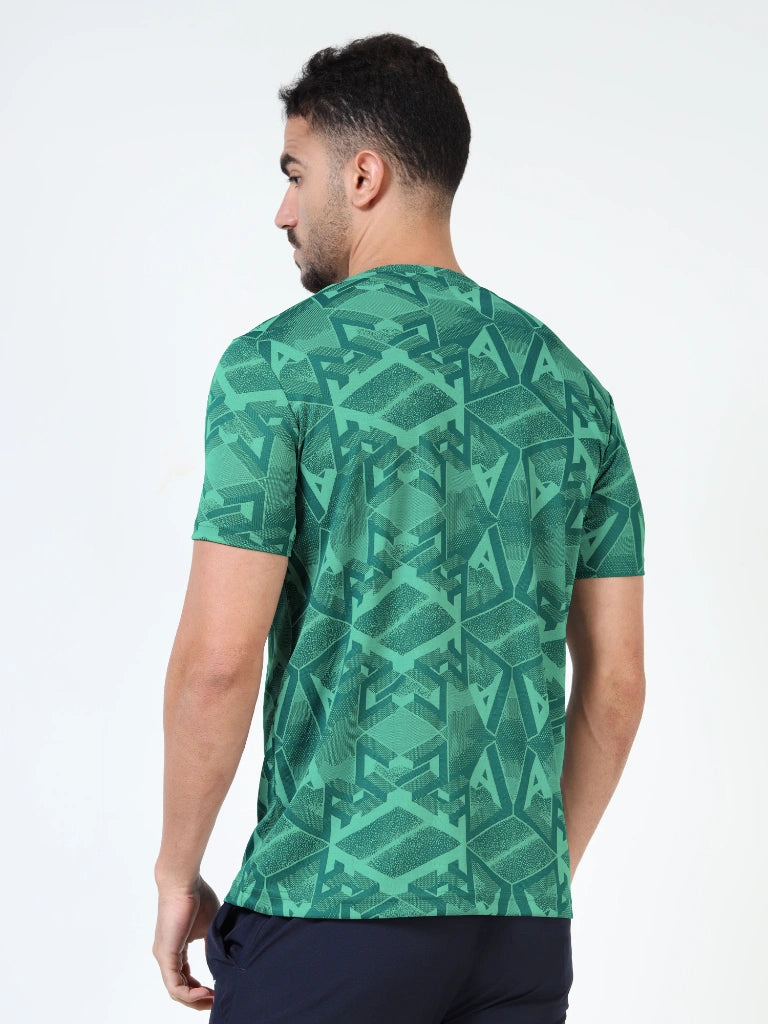 Men’s Jacquard Round Neck T-Shirt - Green