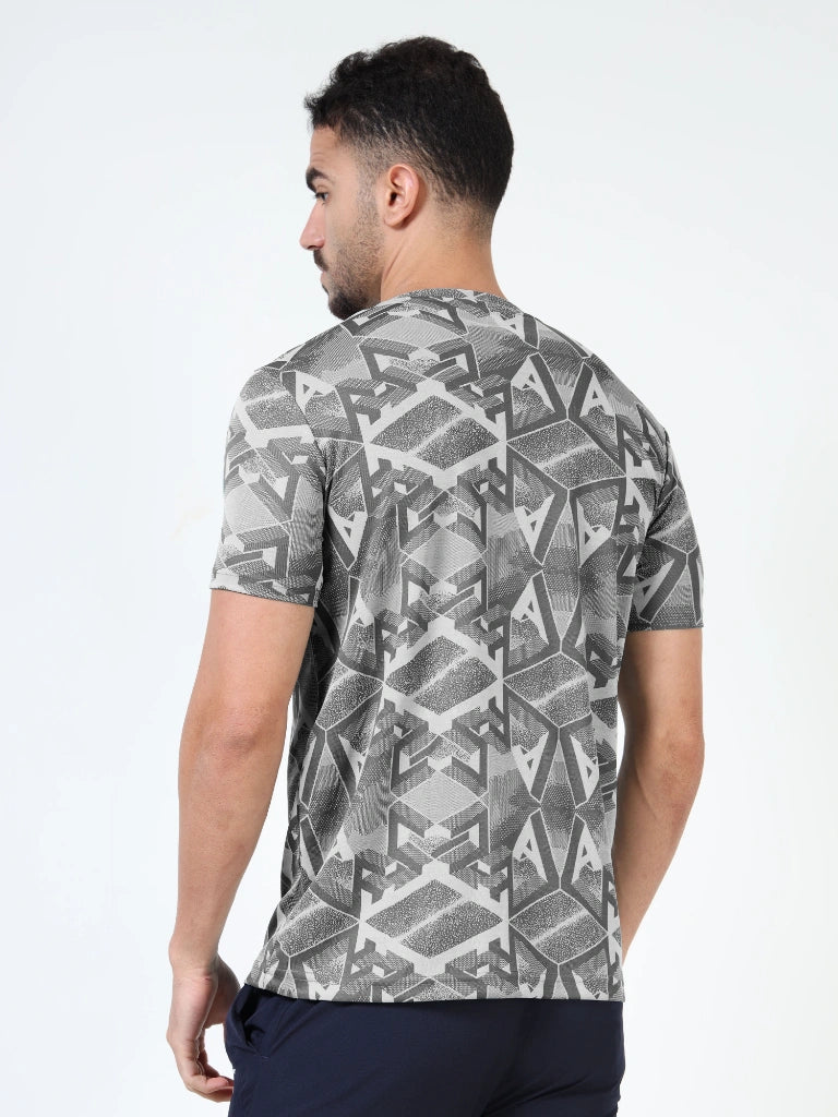 Men’s Jacquard Round Neck T-Shirt - Gray