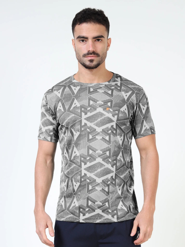 Men’s Jacquard Round Neck T-Shirt - Gray