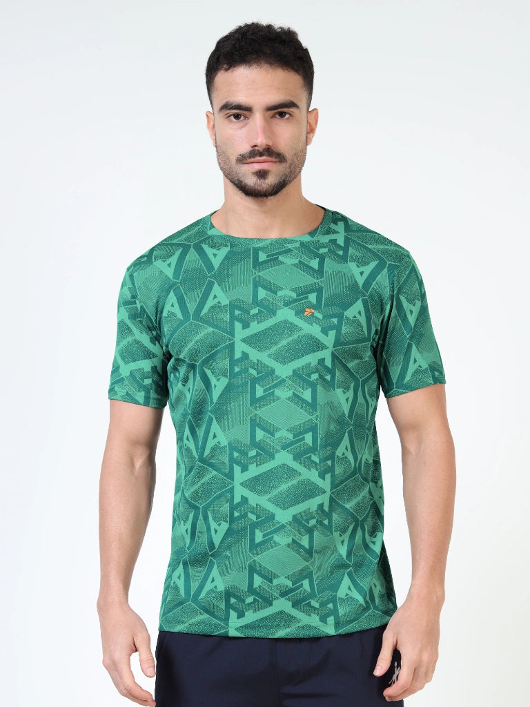Men’s Jacquard Round Neck T-Shirt - Green