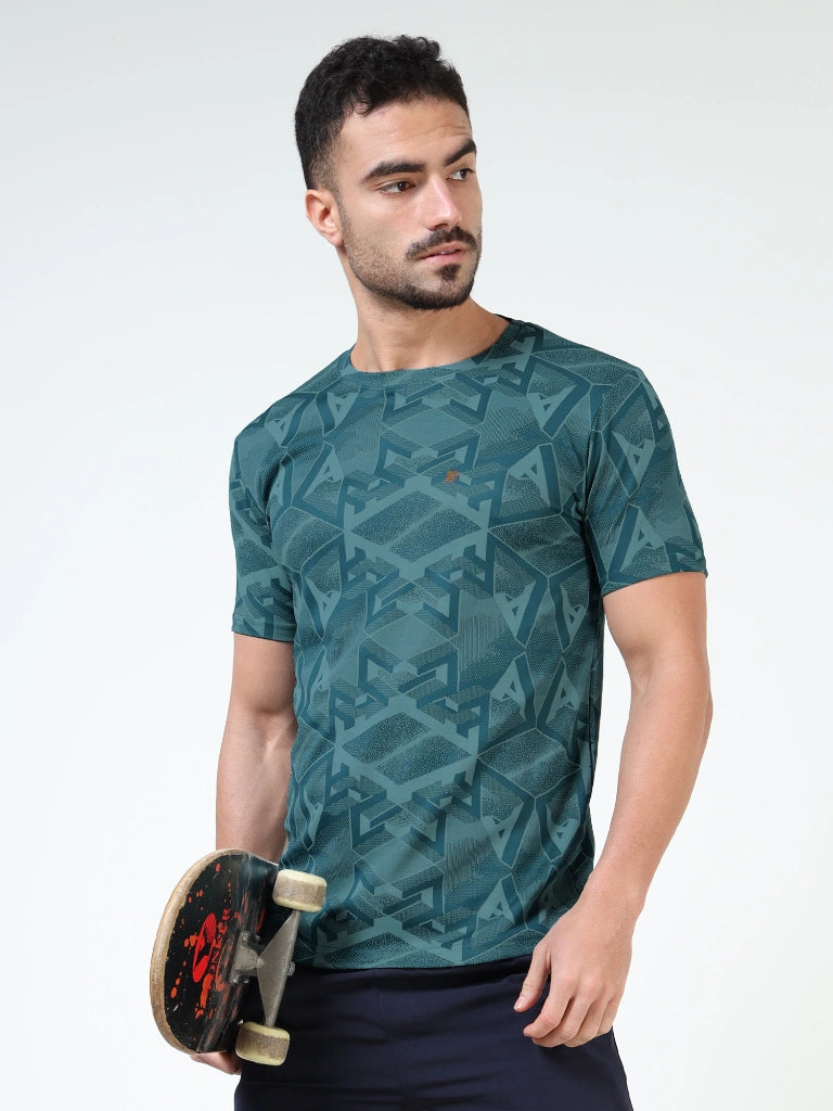 Men’s Jacquard Round Neck T-Shirt - Airforce