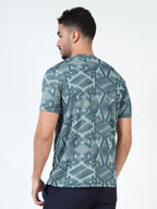 Men’s Jacquard Round Neck T-Shirt - Light Blue