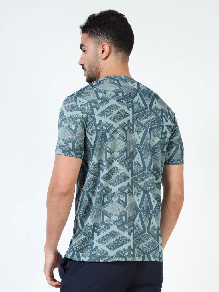 Men’s Jacquard Round Neck T-Shirt - Light Blue