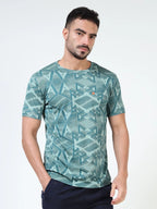 Men’s Jacquard Round Neck T-Shirt - Olive