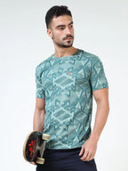 Men’s Jacquard Round Neck T-Shirt - Olive