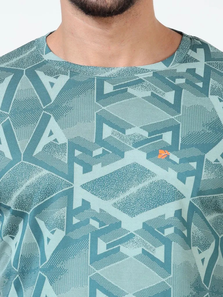 Men’s Jacquard Round Neck T-Shirt - Olive