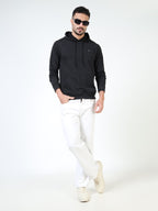 IBX men’s loopknit bio‑polish hoodie front view – smooth finish with premium fabric feel - Black