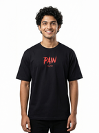 Men’s Anime Print Oversized Cotton T-Shirt - Black