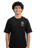 Men’s Anime Print Oversized Cotton T-Shirt - DarkBlack
