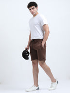 Men’s Platted Casual Shorts - Brown