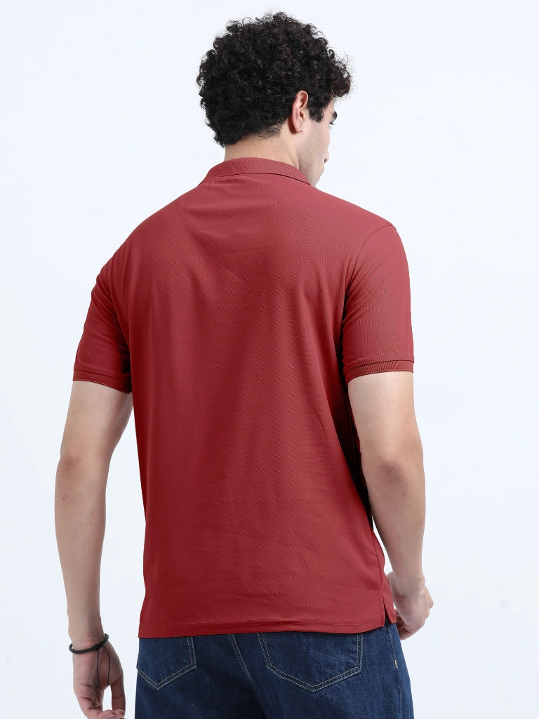 Men’s Poly Cotton Pocket T-Shirt - Dark Red