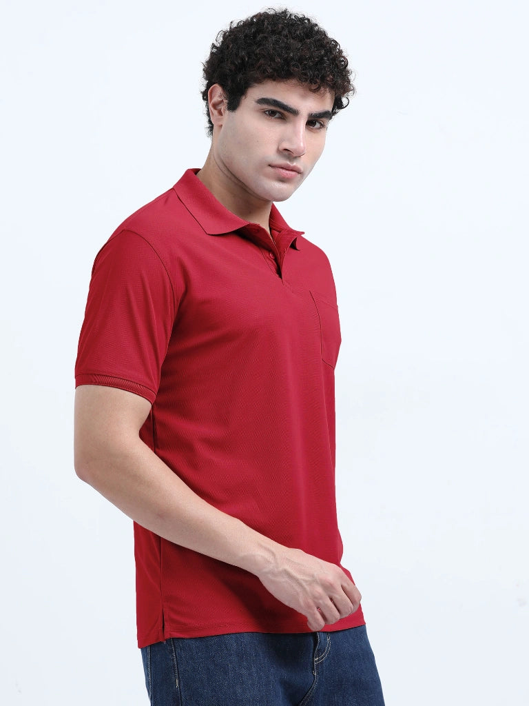 Men’s Poly Cotton Pocket T-Shirt - Red