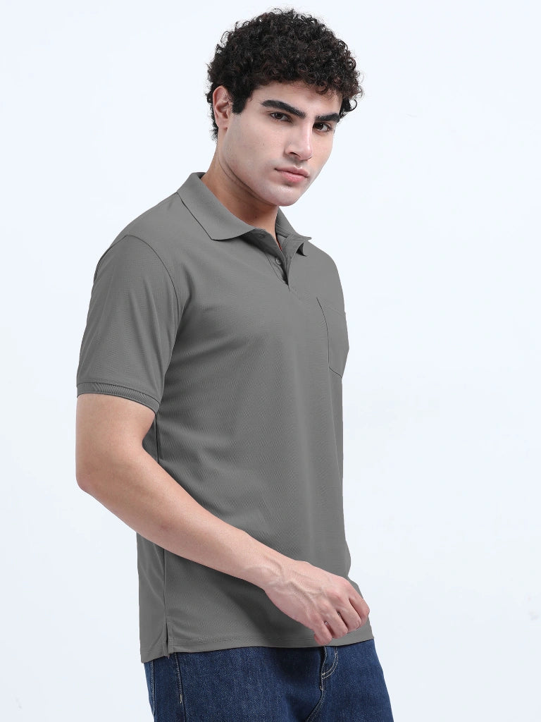 Men’s Poly Cotton Pocket T-Shirt - Steel Gray