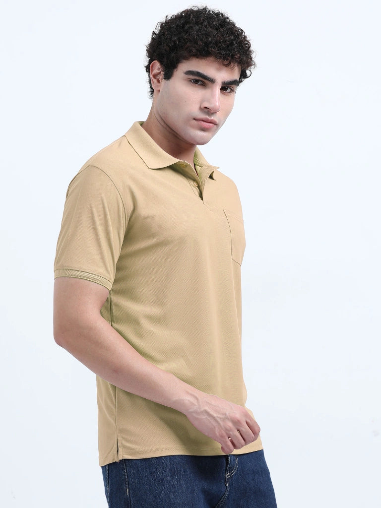 Men’s Poly Cotton Pocket T-Shirt - Beige