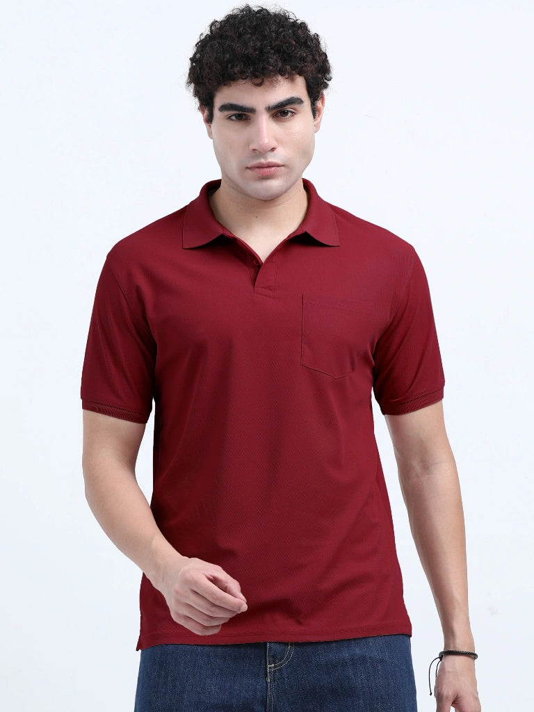 Men’s Poly Cotton Pocket T-Shirt - Maroon