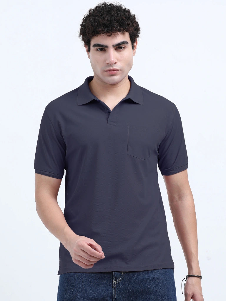 Men’s Poly Cotton Pocket T-Shirt - Navy